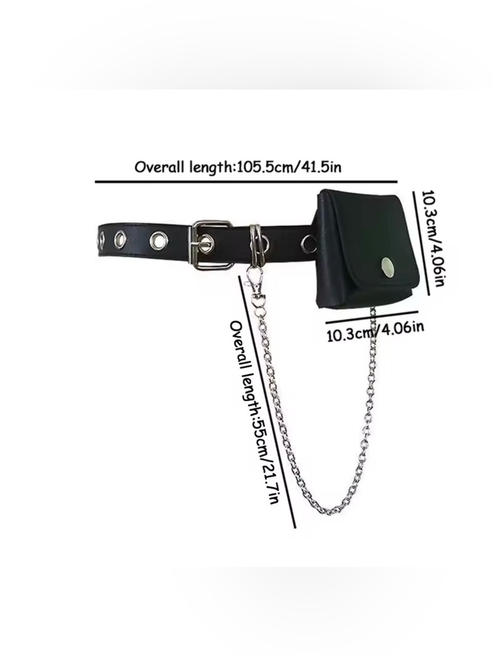 Black Crossbody Chain Bag with Silver Hardware - Picture 5 of 11